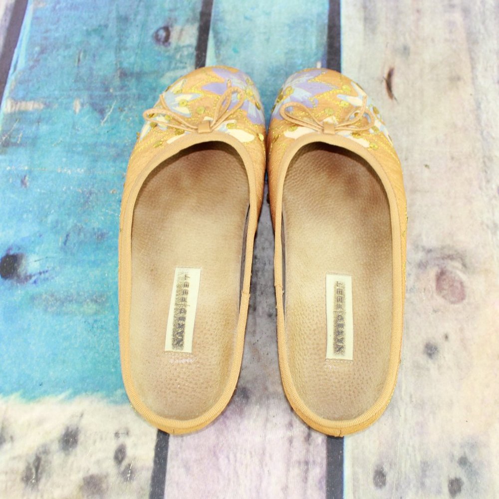 Naked Feet Mustard Yellow Stitched Canvas Flat Slip On Shoes Size 7.5 M - Picture 6 of 9